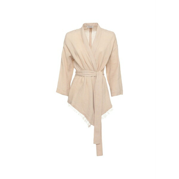アントネリ レディース 上衣＆上衣 アウター Katia belted fringe-trim jacket Neutrals