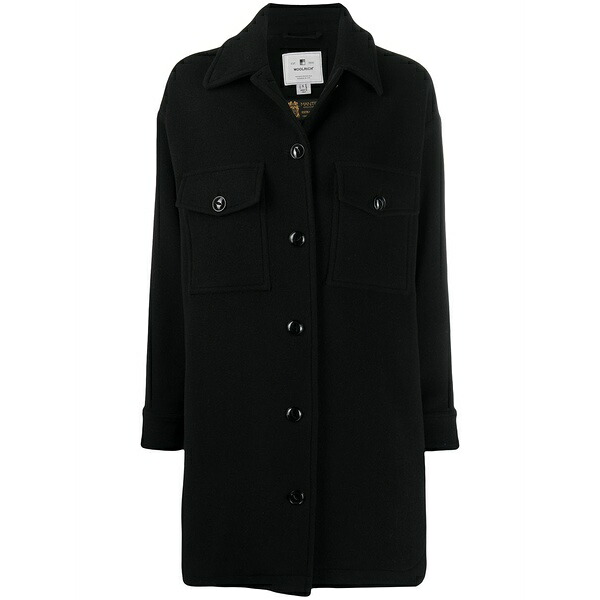 羊毛 一財産 レディース 厚地の外套 アウター Oversize fringe detail coat Black
