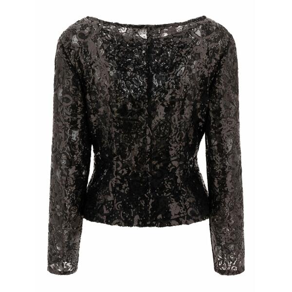 エフ.イット レディース ティーシャツ トップス Sequin lace top Black