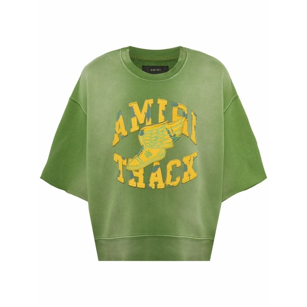 アミリ メンズ パーカー・スウェットシャツ アウター Crew-neck short-sleeve sweatshirt  Green