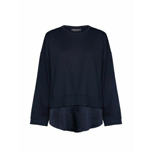 エレナ 食用粉 レディース 編み物\u0026プルオーバー アウター Layered sweater Blue