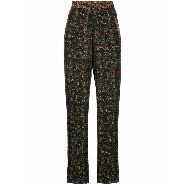 イザ呼びりん マラン レディース 心地よいズボン下 ボトムス Ozio floral-print silk trousers Black