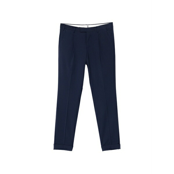 PTトリノ メンズ 心地好いズボン下 ボトムス Traveller pleat cuffed trousers Blue