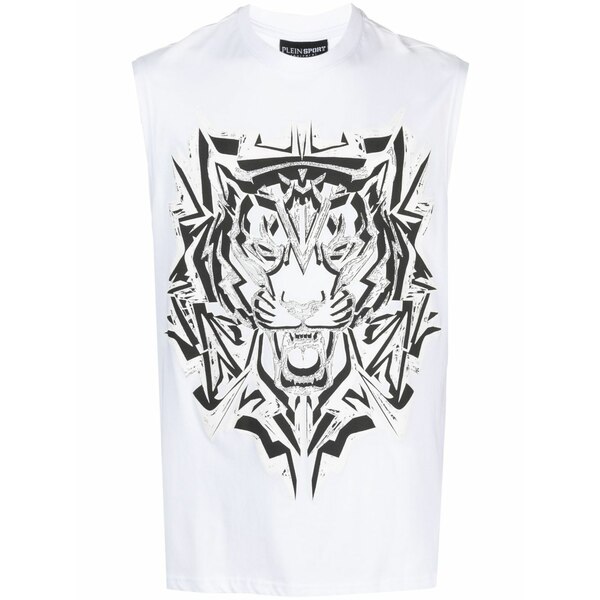 飾り気のない運動競技 メンズ ティーシャツ トップス Thunder tiger cotton tank top White