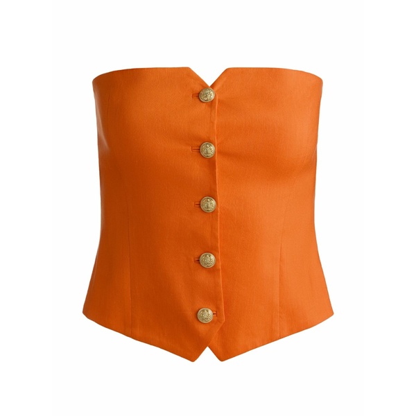 アリス アンド オリビア レディース カットソー トップス Strapless button-down top Orange