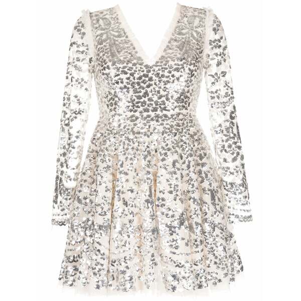 ニードルアンドスレッド レディース 衣裳 トップス Embellished chandelier minidress Neutrals