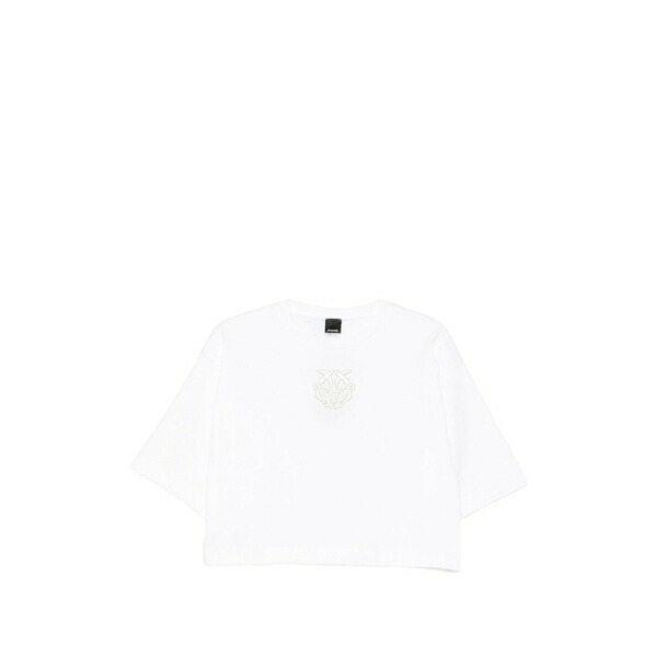 ピンコ レディース ティーシャツ トップス Borghetto embellished crop t-shirt White