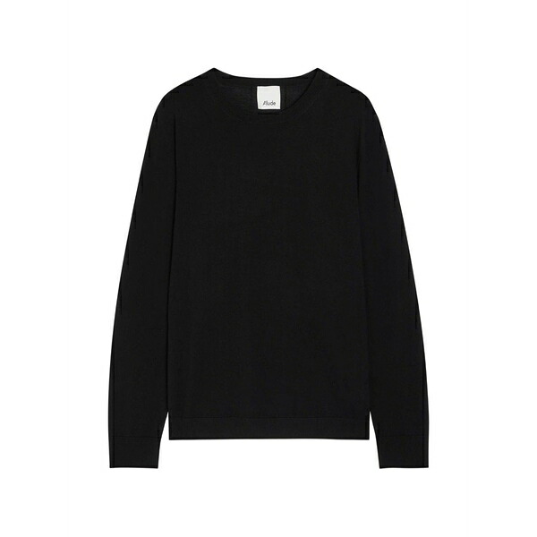 アリュード メンズ 編み物\u0026ティーシャツ アウター Crew-neck fine-knit sweater Black
