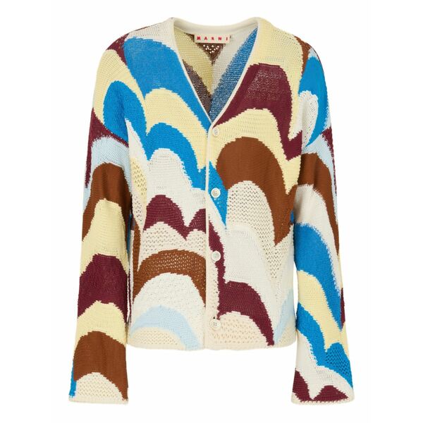 マルニ メンズ パーカー・スウェットシャツ アウター Patterned crochet-effect cardigan Blue