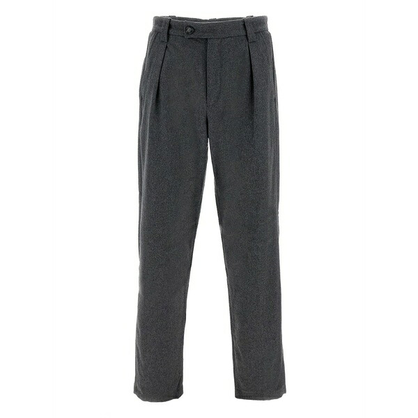 アーペーセー メンズ 心地好いズボン下 ボトムス Pleated wool-blend trousers Grey