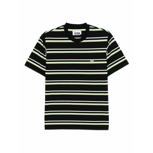 イズエ メンズ ティーシャツ トップス Striped logo t-shirt Black