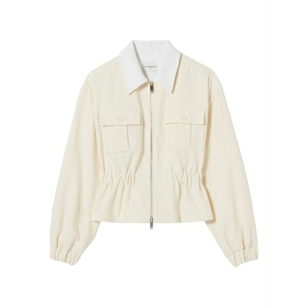 クローディピエルロ レディース 上衣＆上衣 アウター Contrast-collar zip-up jacket Neutrals