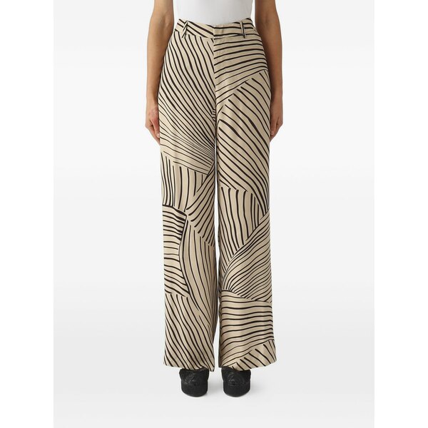 PTトリノ レディース 心地好いズボン下 ボトムス Abstract-print wide-leg trousers Neutrals