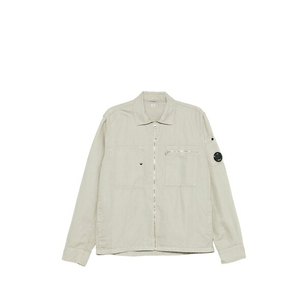 シーピーカンパニー メンズ ジャケット＆ブルゾン アウター Lens-detail zip-up overshirt Neutrals｜asty