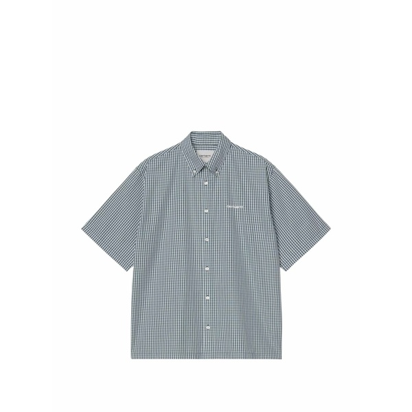 鉄道車両ハート型 メンズ プルオーバー トップス Groff buttoned checked shirt Blue