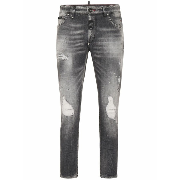 フィリップ飾り気の無い メンズ ジーンズズボン下 ボトムス Distressed cropped skinny jeans Grey