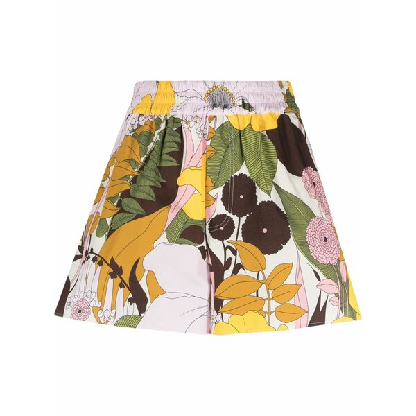 ラ・ダブル・ジェイ レディース カジュアルパンツ ボトムス Big flowers-print cotton shorts Neutrals|asty