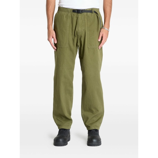 グラミチ メンズ 心地よいズボン下 ボトムス Tapered-leg cotton trousers Green
