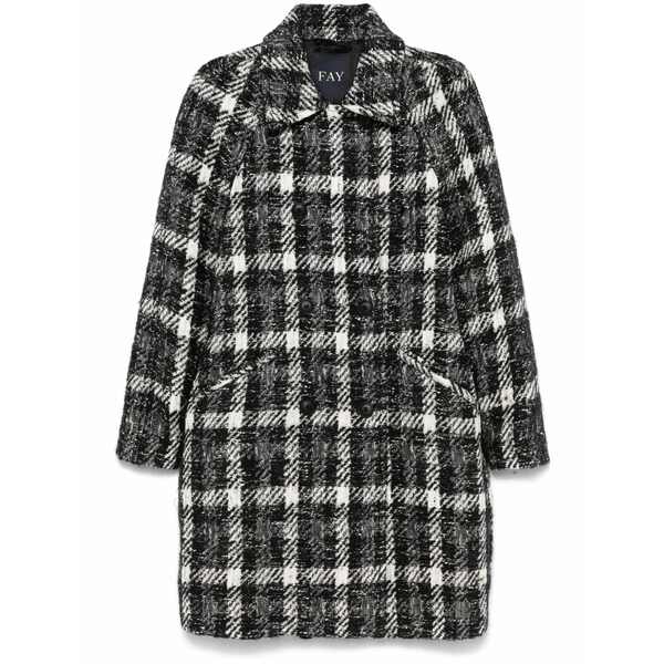 フェイ レディース 厚地の外套 アウター Double-breasted coat Black