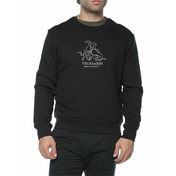 トラサルディ メンズ パーカー・スウェットシャツ アウター Girocollo gentle society embroidered sweater Black