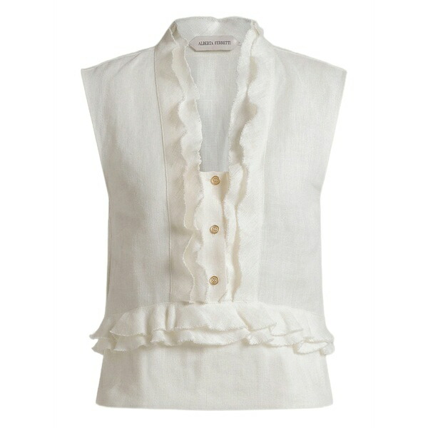 アルベルタ フェレッティ レディース プルオーバー トップス Ruffled buttoned blouse White