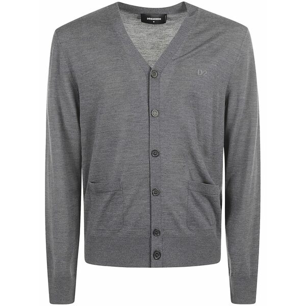 ディースクエアード メンズ ジレー アウター Wool cardigan Grey