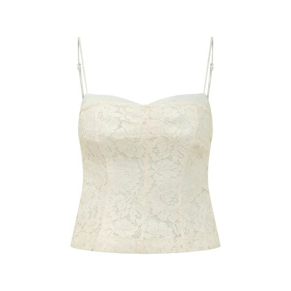 ピンコ レディース カットソー トップス Lace-overlay corset top Neutrals