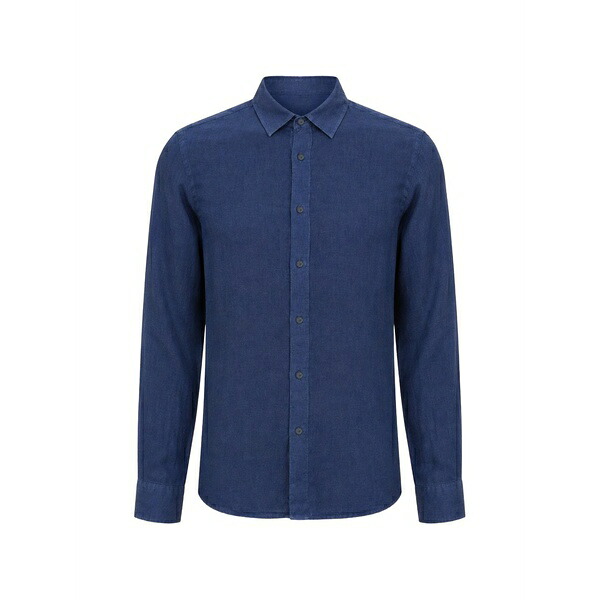 １２０％リノ メンズ プルオーバー トップス Long-sleeved linen shirt Blue