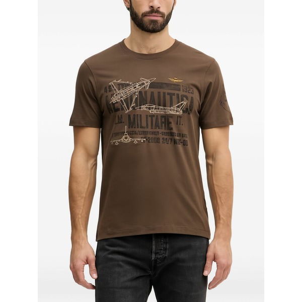 アエロナウティカ ミリターレ メンズ プルオーバー トップス Chest print t-shirt Brown