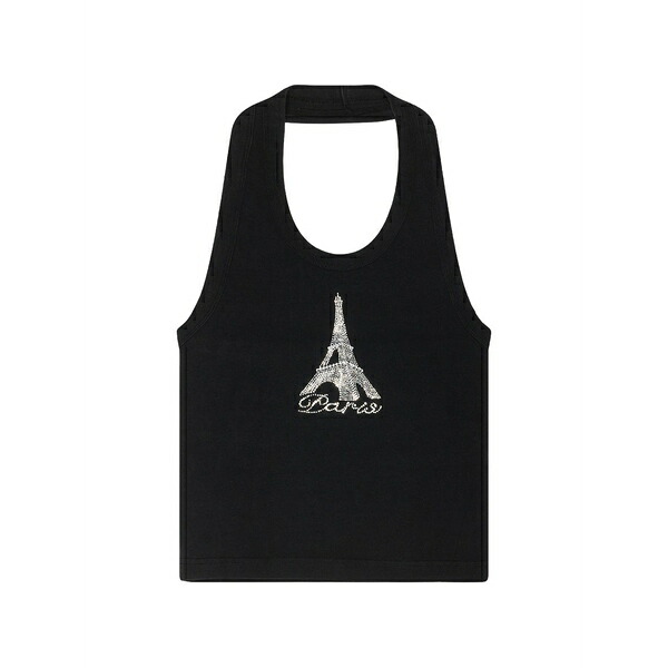 ヴェトモン メンズ ティーシャツ トップス Crystal-embellished halterneck tank top Black