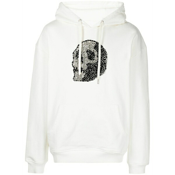 ゴッズマスターフルチルドレン メンズ パーカー・スウェットシャツ アウター Crystal-skull drawstring hoodie White