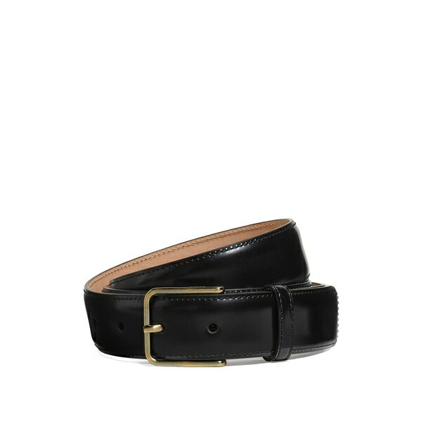 ゼニア メンズ 三尺帯 付属物 Leather buckle belt Black