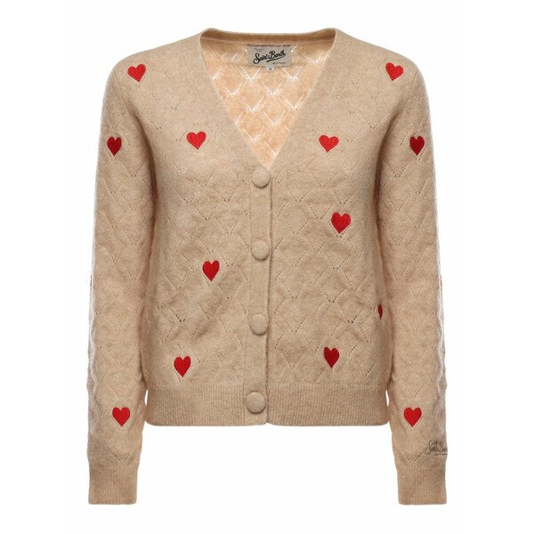 エムシーツーセイントバース レディース カーディガン アウター Heart-motif cardigan Neutrals｜asty 56,280円