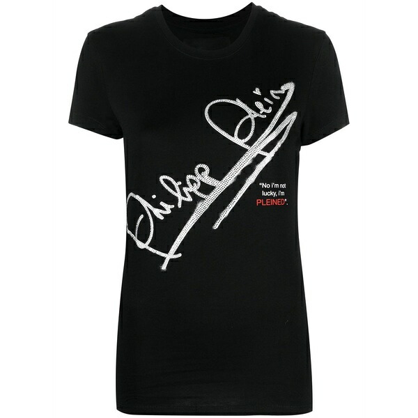 フィリップ飾り気の無い レディース プルオーバー トップス Ss signature cotton t-shirt Black
