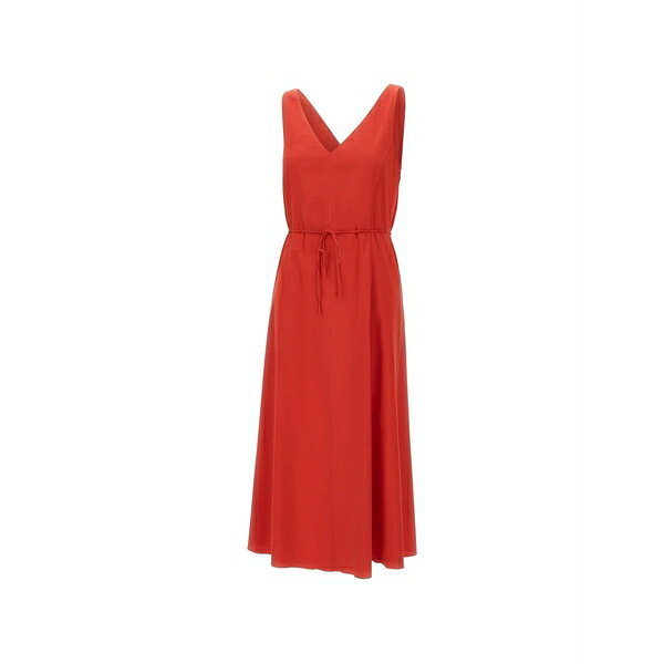 ヴィンス レディース 衣裳 トップス Drawstring v-neck MIDI dress Red
