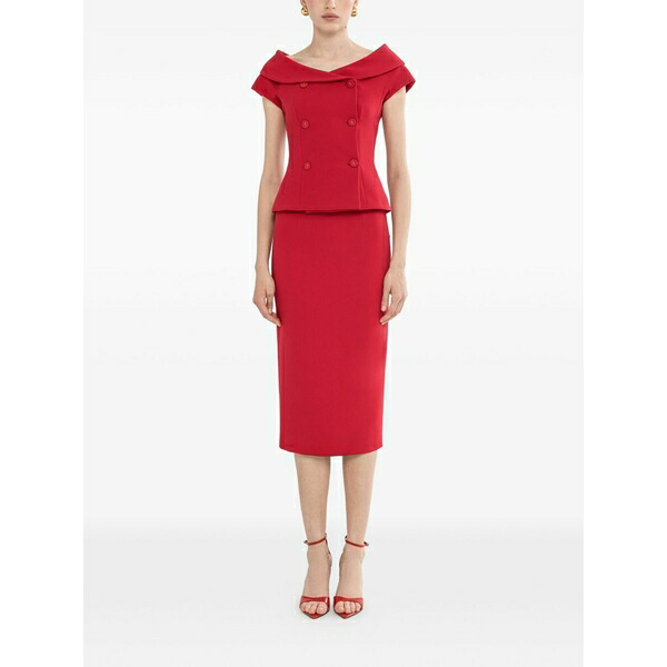 ニッサ レディース スコート ボトムス High-waisted pencil MIDI skirt Red
