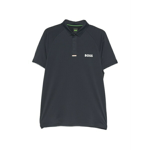 雇い主 メンズ スポーツシャツ トップス Logo-print raglan-sleeve polo shirt Blue