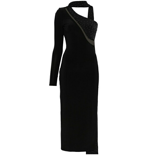 ニッサ レディース 衣裳 トップス Crystal-embellished asymmetric maxi dress Black