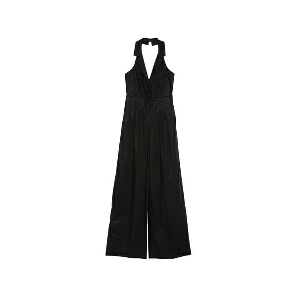 ツイン書き割り レディース 衣裳 トップス Collared belted jumpsuit Black
