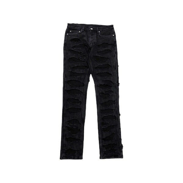スビ メンズ ジーンズズボン下 ボトムス Shredded straight-leg jeans Black