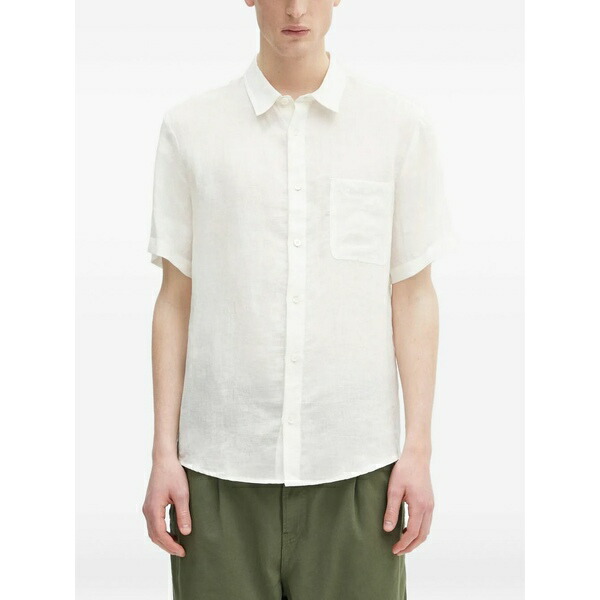 アーペーセー メンズ プルオーバー トップス Short-sleeve linen shirt White