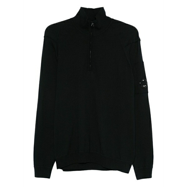 シーピーカンパニー メンズ 編み物\u0026プルオーバー アウター Lens-detail half-zip sweater Black