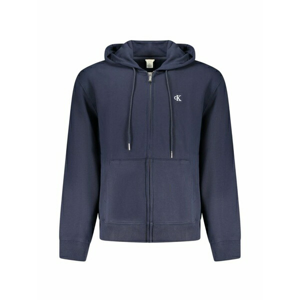 カルバンクライン メンズ パーカー・スウェットシャツ アウター Logo-print zip-up hoodie Blue