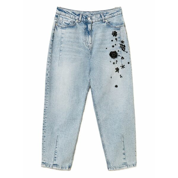ツイン書き割り レディース 心地よいズボン下 ボトムス Sequin-embellished denim jeans Blue