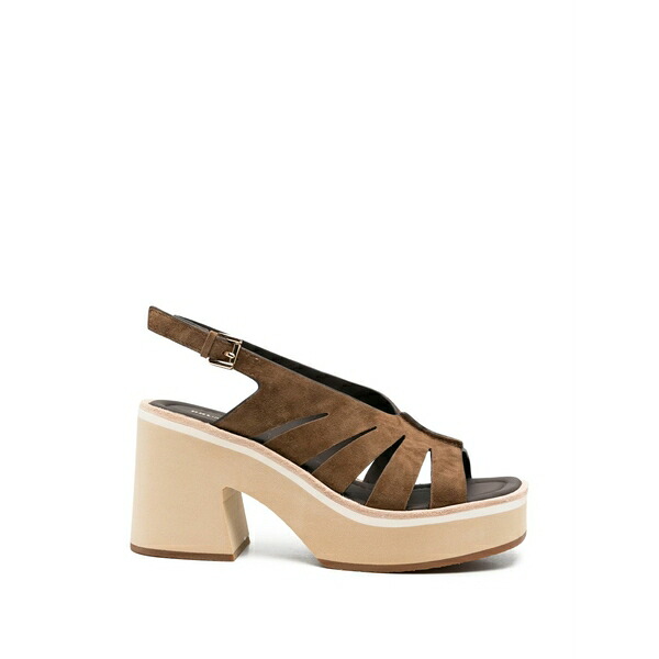 青碧ノ プレミ レディース サンダル シューズ Cut-out platform sandals Brown