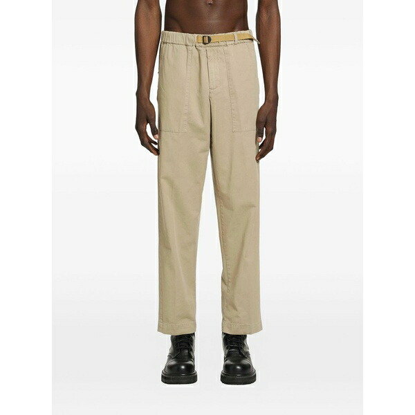 白いこと砂子 メンズ 心地よいズボン下 ボトムス Belted straight-leg trousers Neutrals