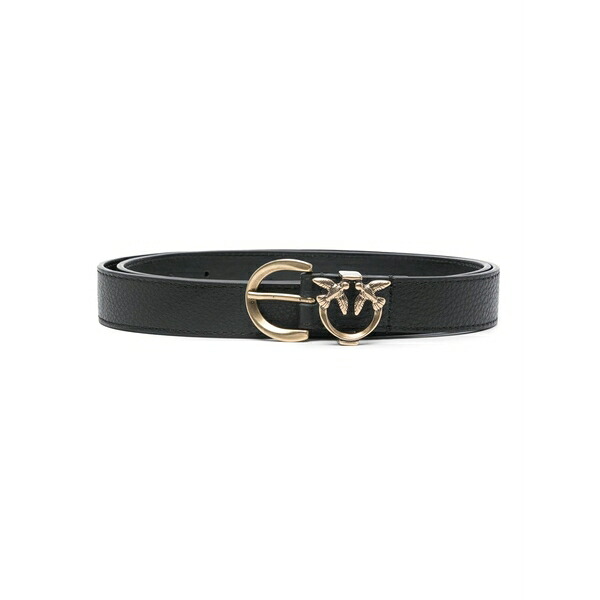 ピンコ レディース 胴締め 佩び物 Love birds-buckle leather belt Black