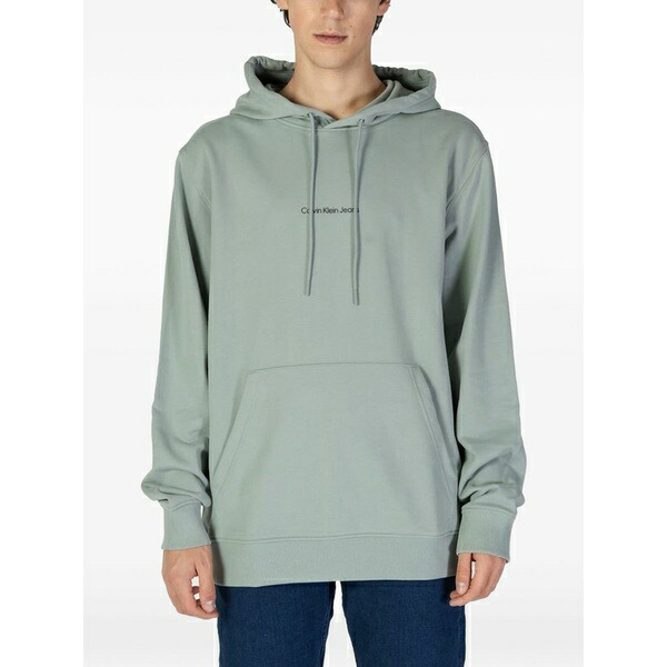 カルバンクライン メンズ パーカー・スウェットシャツ アウター Logo-print hoodie Grey
