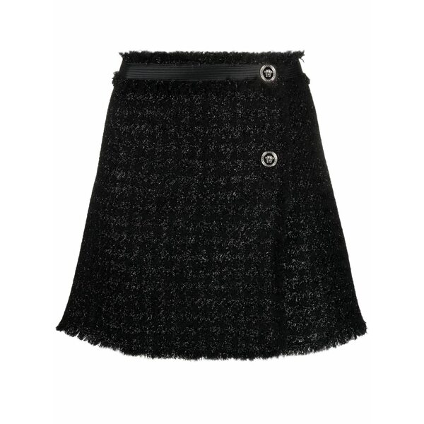 ヴェルサーチ レディース スコート ボトムス Tweed wrap miniskirt Black