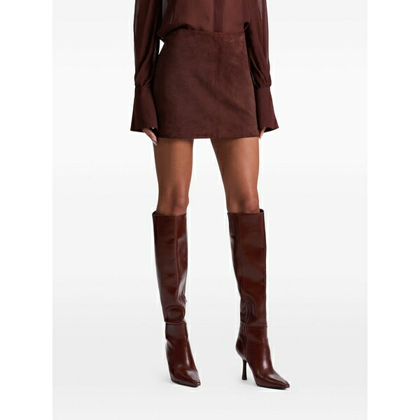 アリス アンド オリビア レディース スコート ボトムス Riley suede mini skirt Brown